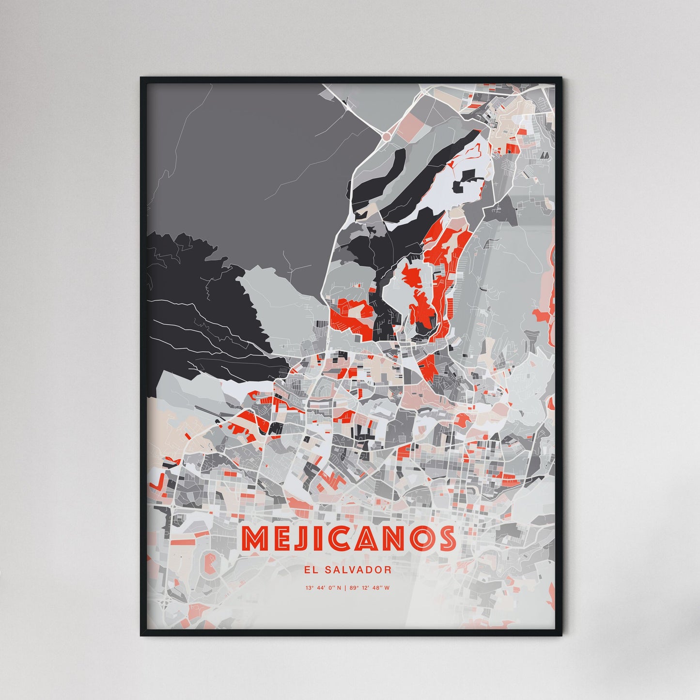 Colorful MEJICANOS EL SALVADOR Fine Art Map Modern