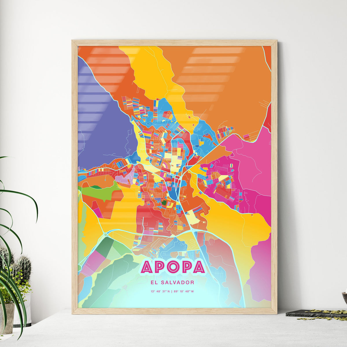 Colorful APOPA EL SALVADOR Fine Art Map Crazy Colors