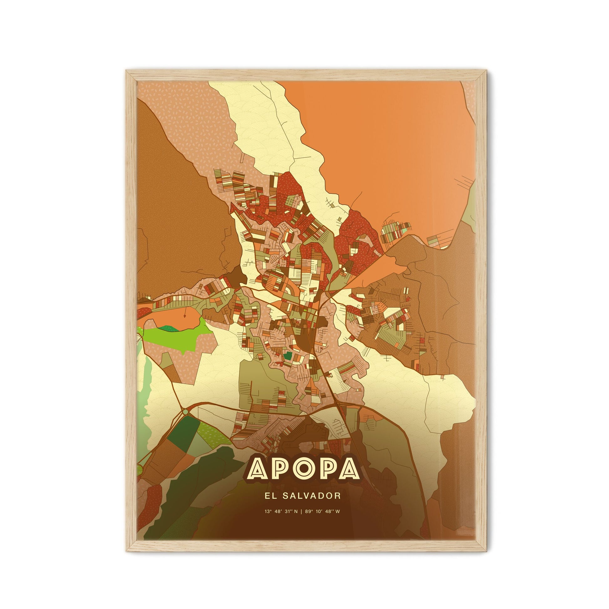 Colorful APOPA EL SALVADOR Fine Art Map Farmhouse