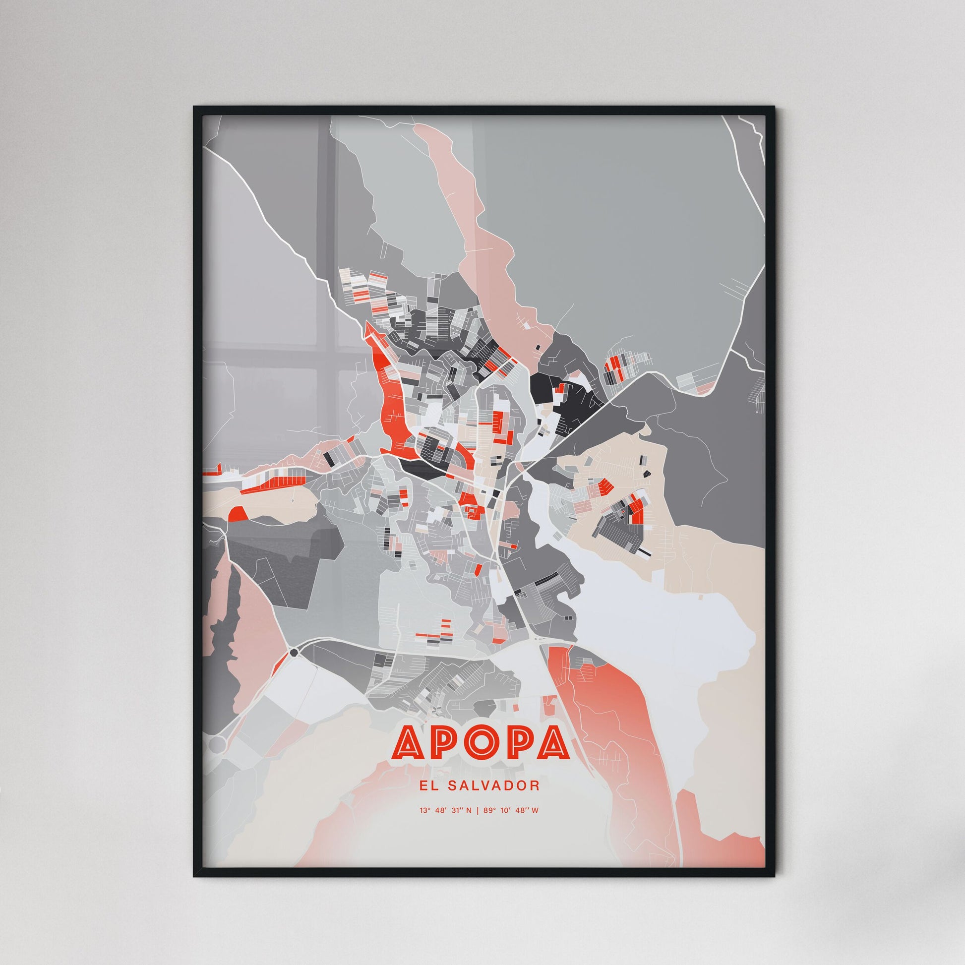 Colorful APOPA EL SALVADOR Fine Art Map Modern