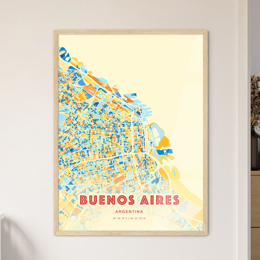 Colorful Buenos Aires Argentina Fine Art Map Blue Orange