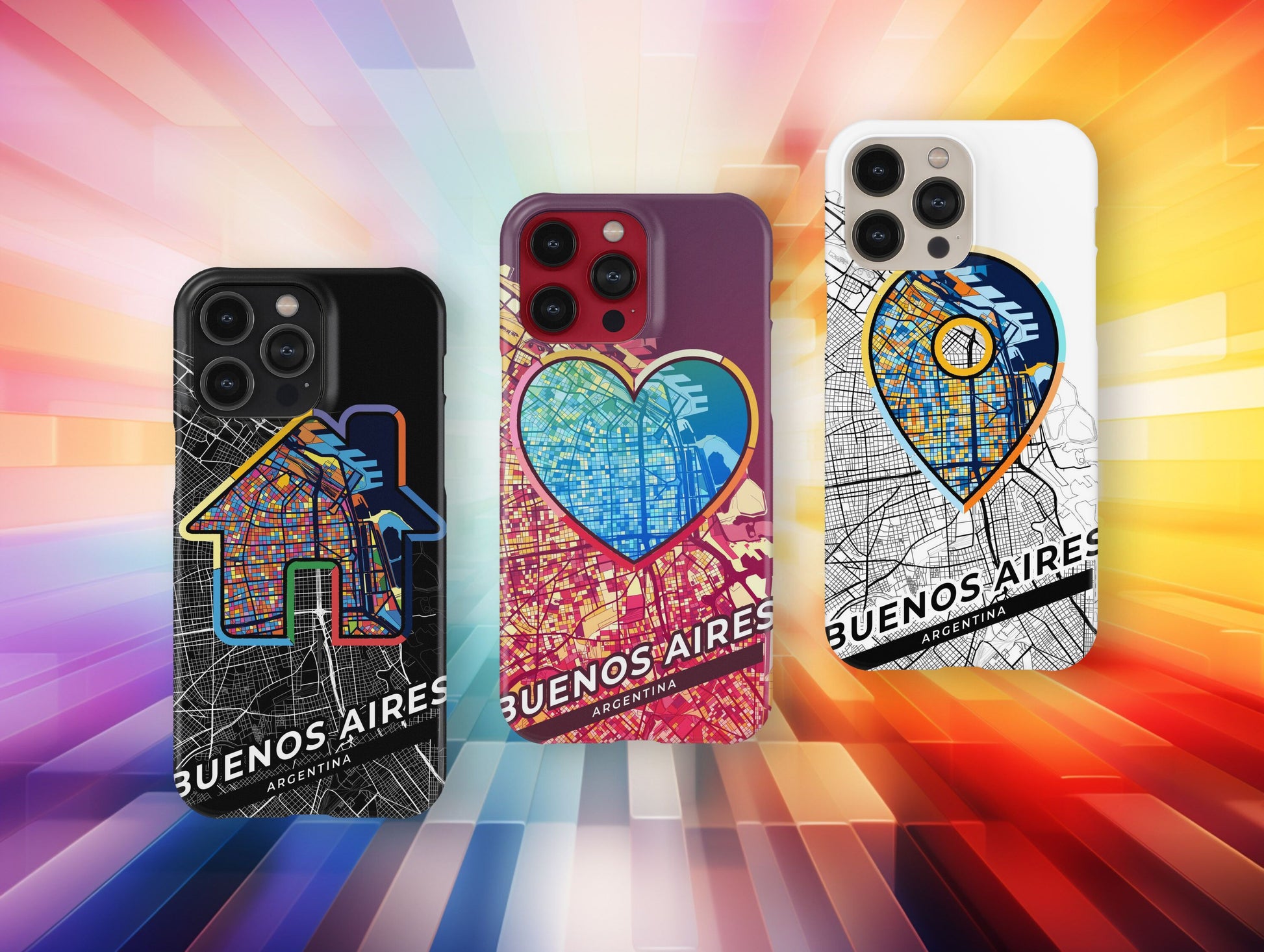 Buenos Aires Argentina slim phone case with colorful icon. Birthday, wedding or housewarming gift. Couple match cases.