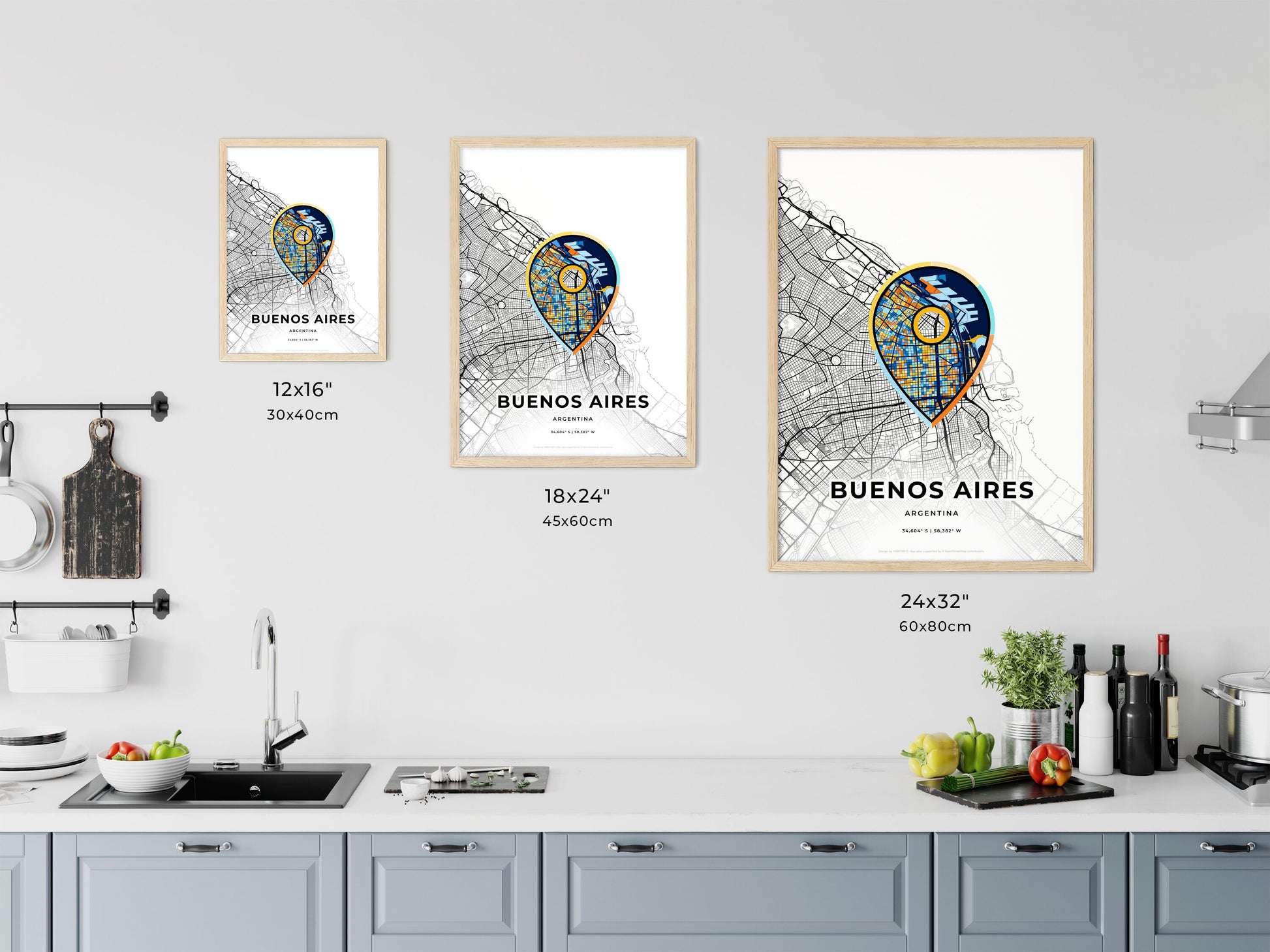 Buenos Aires Argentina art map size chart