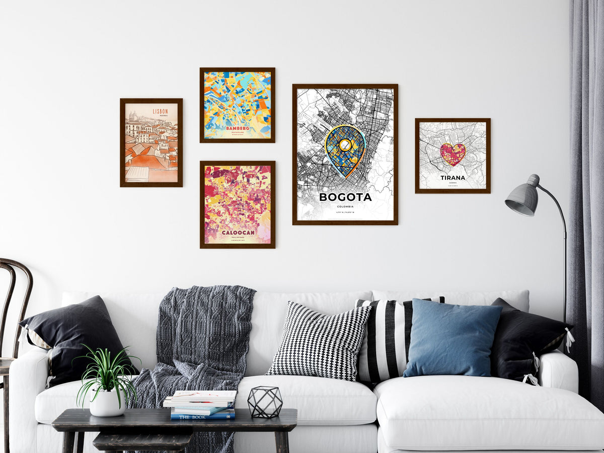 Bogota Colombia wall art with creative maps