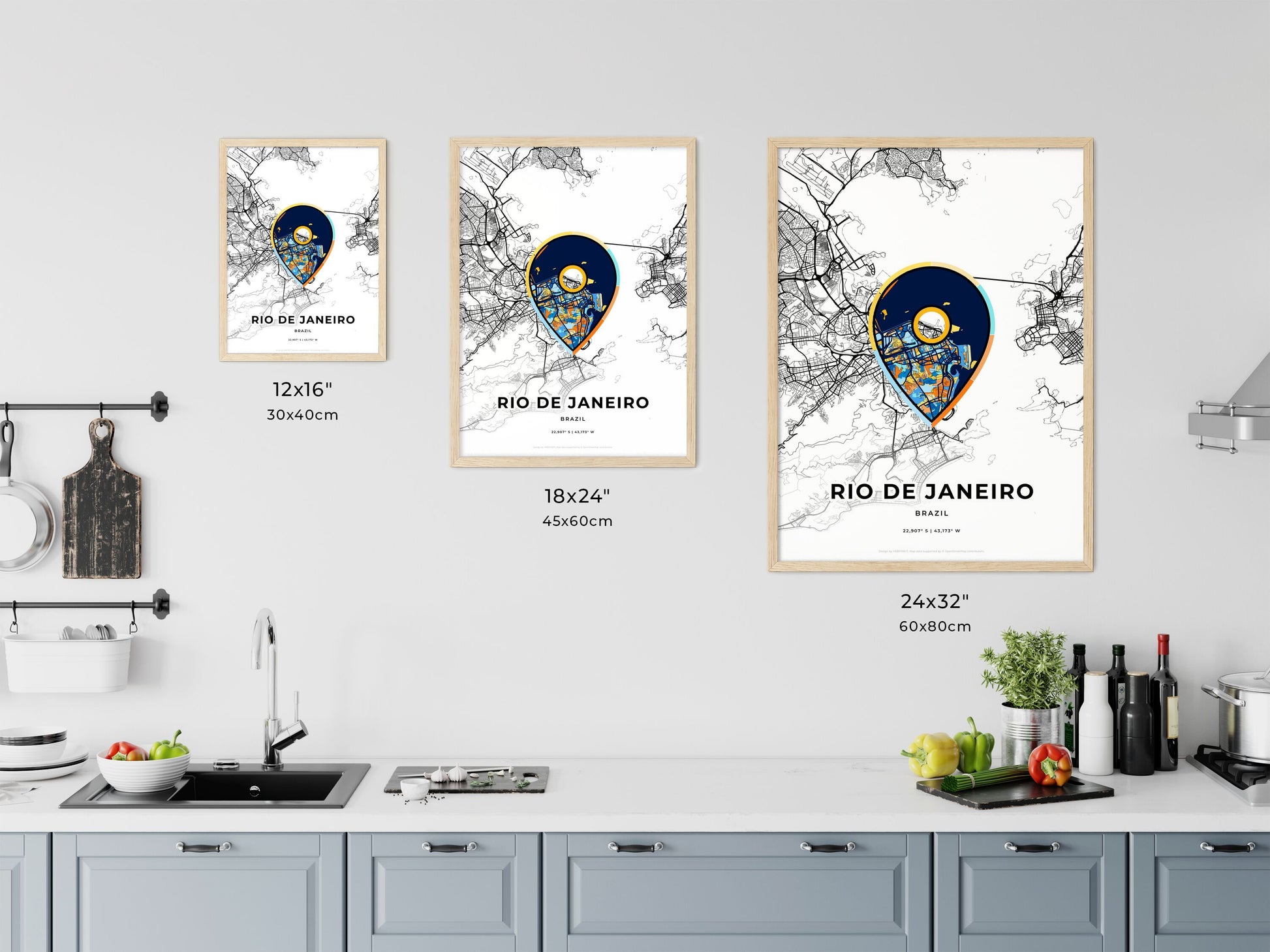 Rio De Janeiro Brazil art map size chart