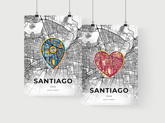 Santiago Chile art print for couples