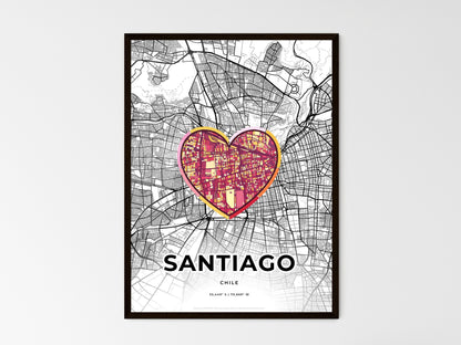 SANTIAGO CHILE minimal art map with a colorful icon. Style 2