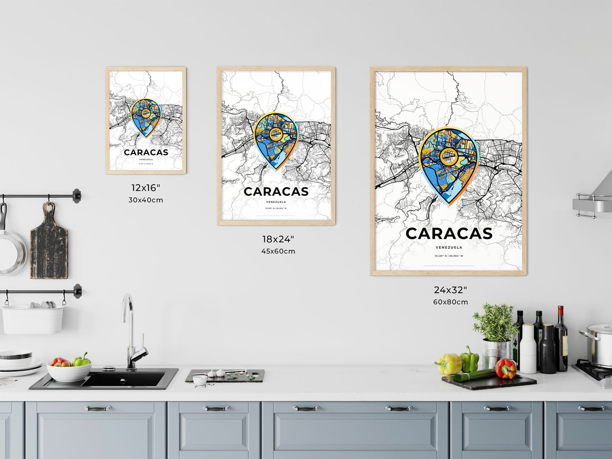 Caracas Venezuela art map size chart