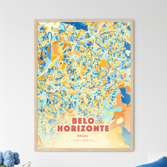 Colorful Belo Horizonte Brazil Fine Art Map Blue Orange