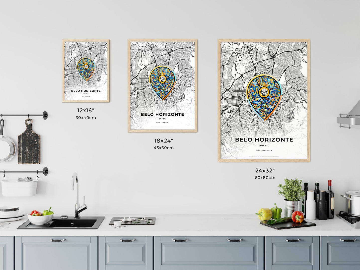 Belo Horizonte Brazil art map size chart