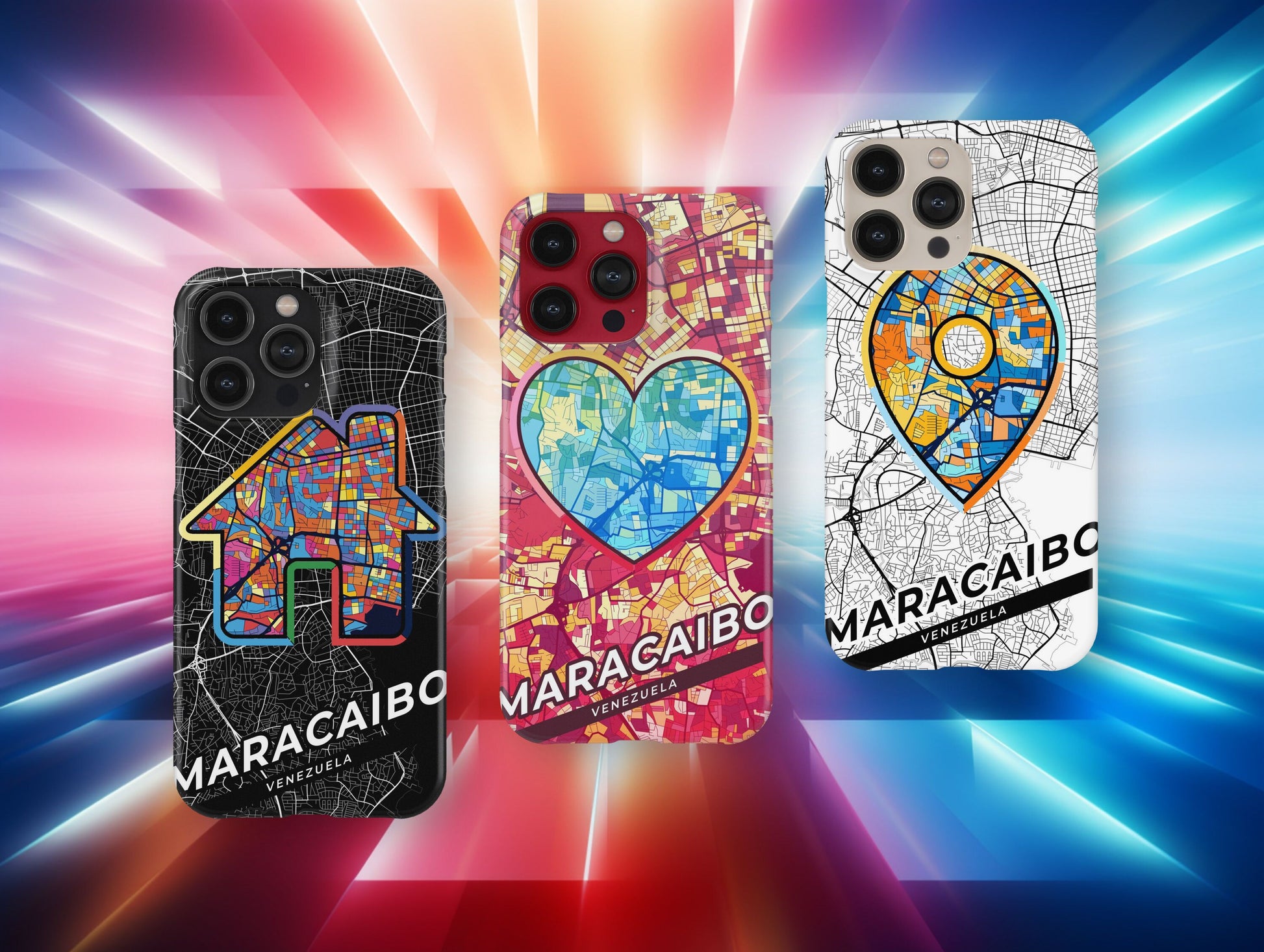 Maracaibo Venezuela slim phone case with colorful icon. Birthday, wedding or housewarming gift. Couple match cases.