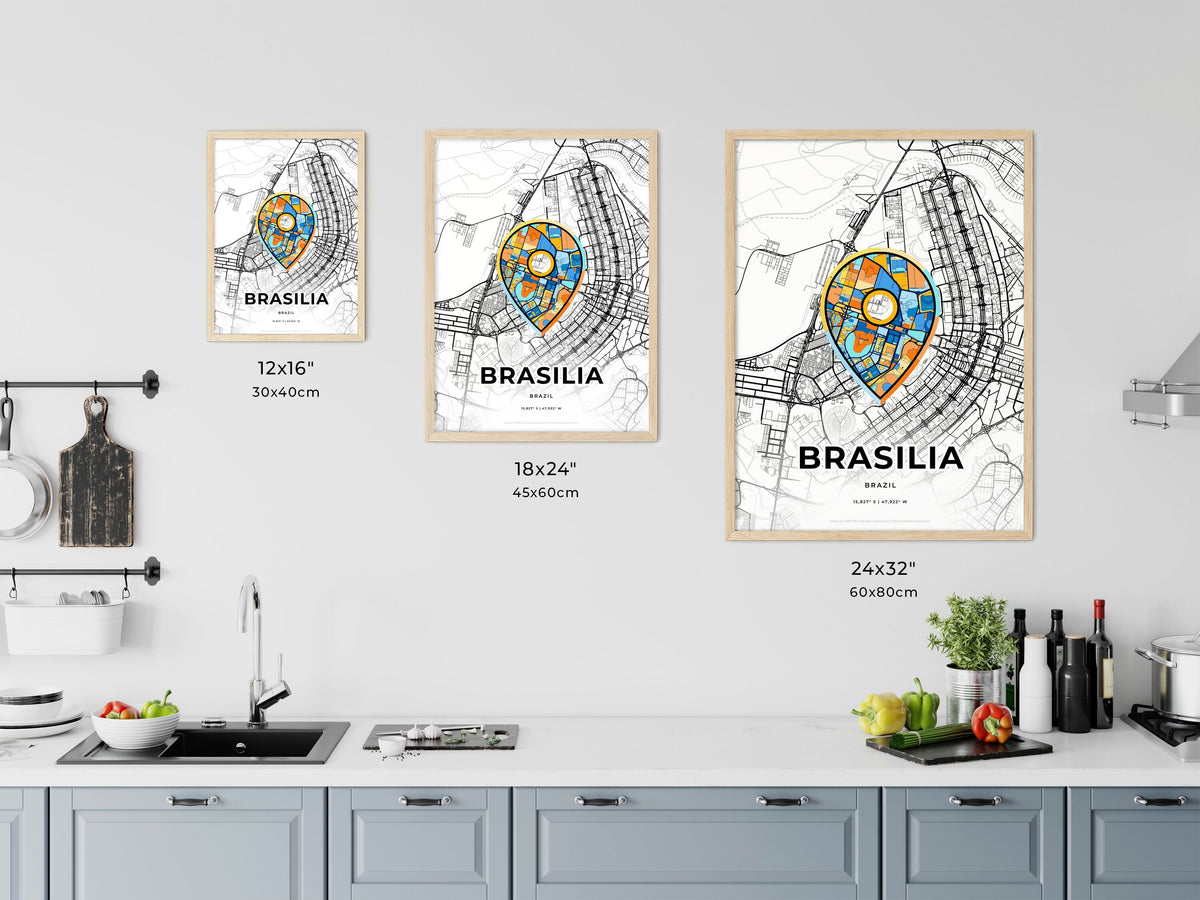 Brasilia Brazil art map size chart