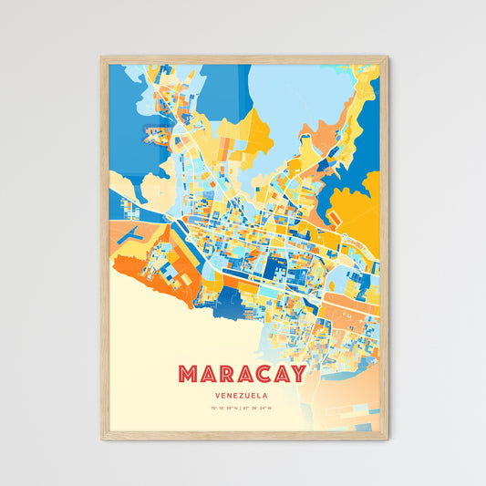 Colorful Maracay Venezuela Fine Art Map Blue Orange