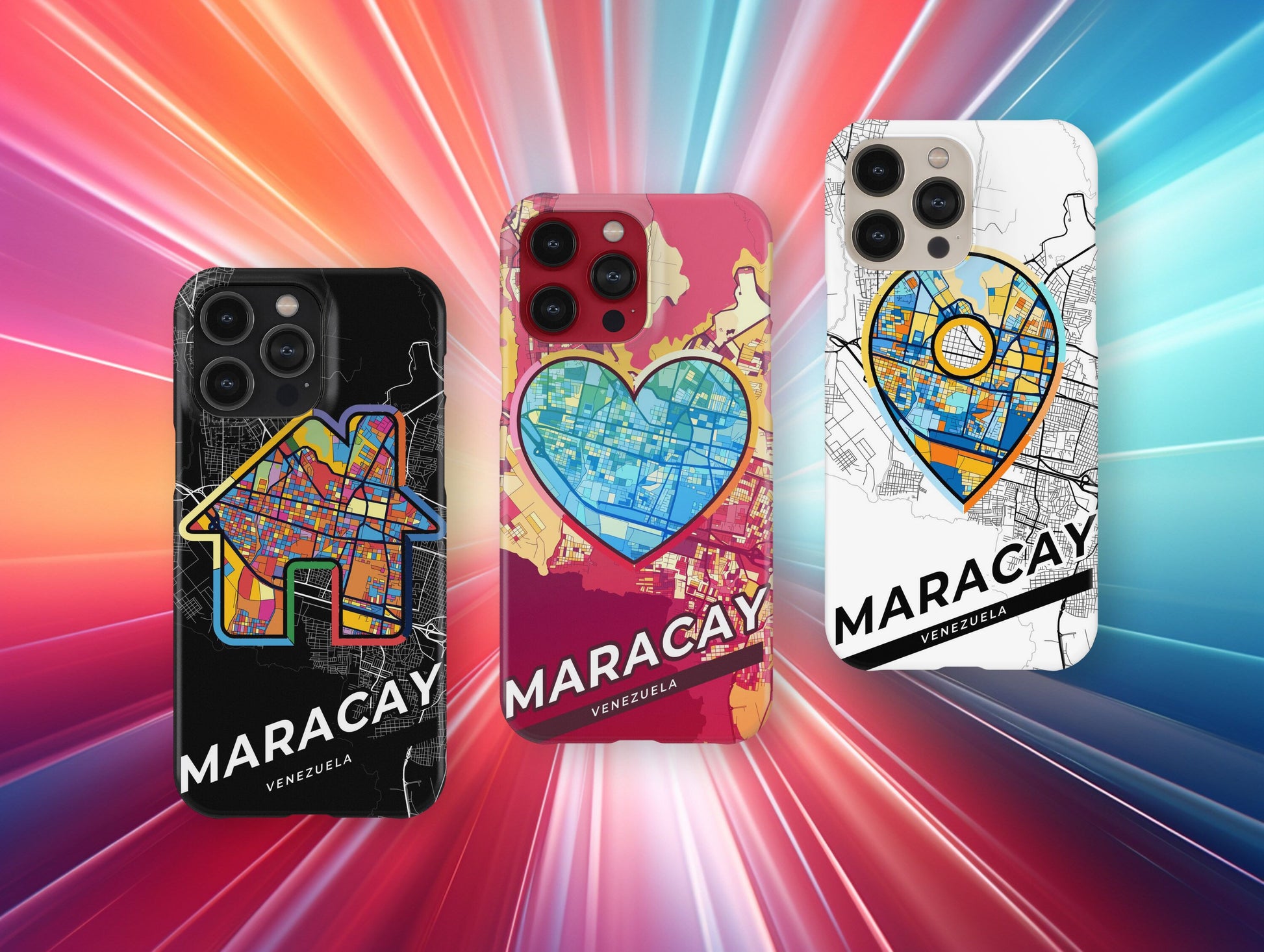 Maracay Venezuela slim phone case with colorful icon. Birthday, wedding or housewarming gift. Couple match cases.