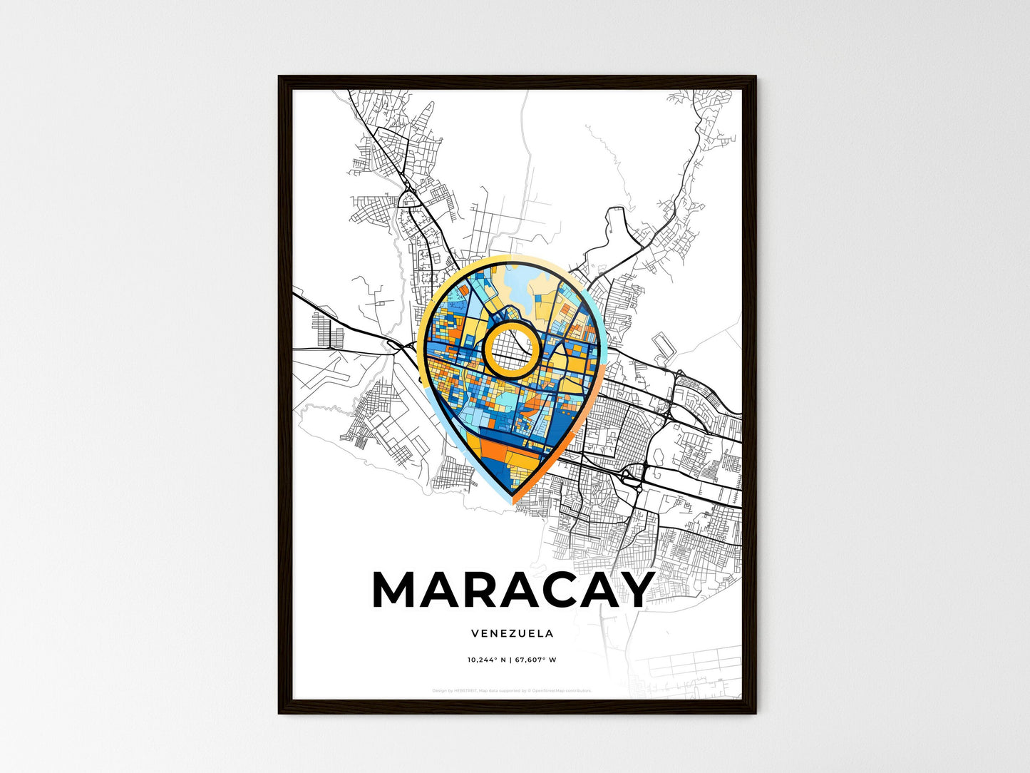 Maracay Venezuela wedding art map with pointer icon