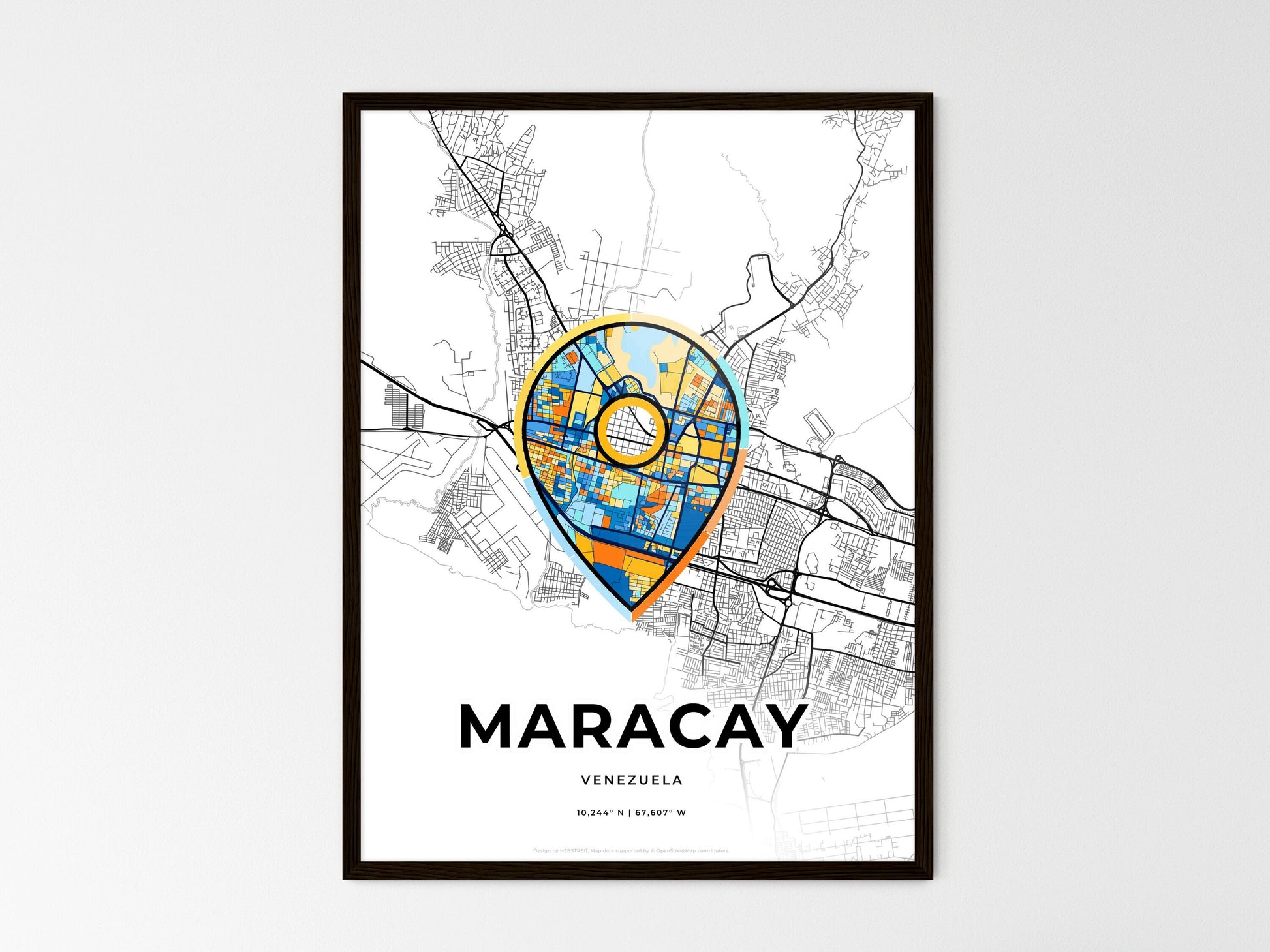 Maracay Venezuela wedding art map with pointer icon