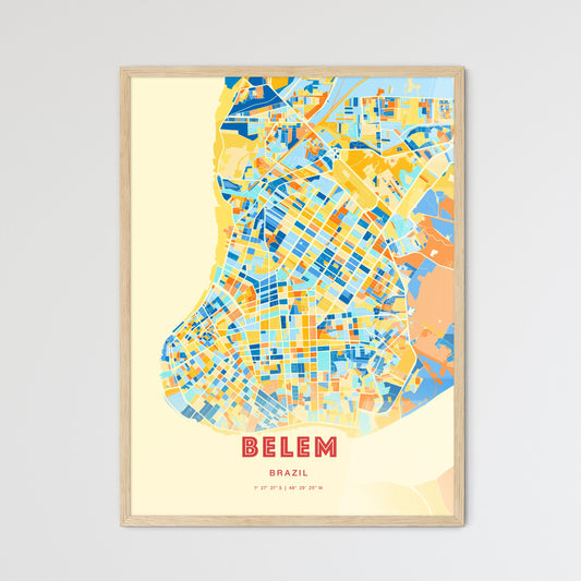 Colorful Belem Brazil Fine Art Map Blue Orange