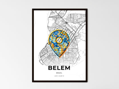 BELEM BRAZIL minimal art map with a colorful icon. Where it all began, Couple map gift. Style 1