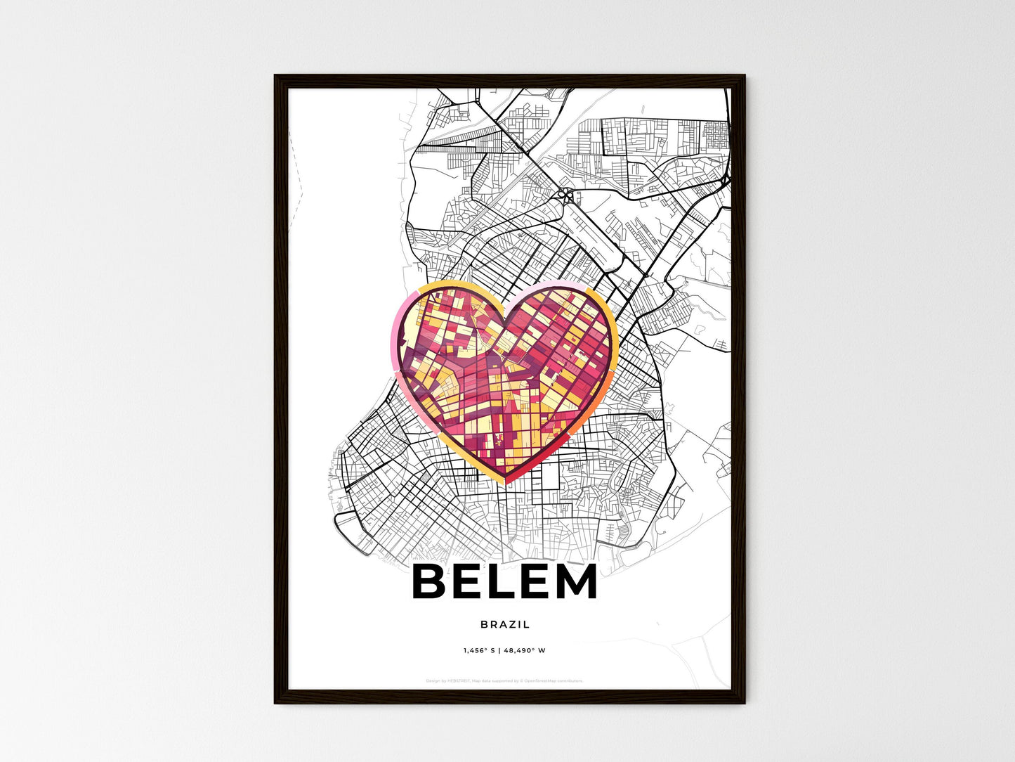 BELEM BRAZIL minimal art map with a colorful icon. Where it all began, Couple map gift. Style 2