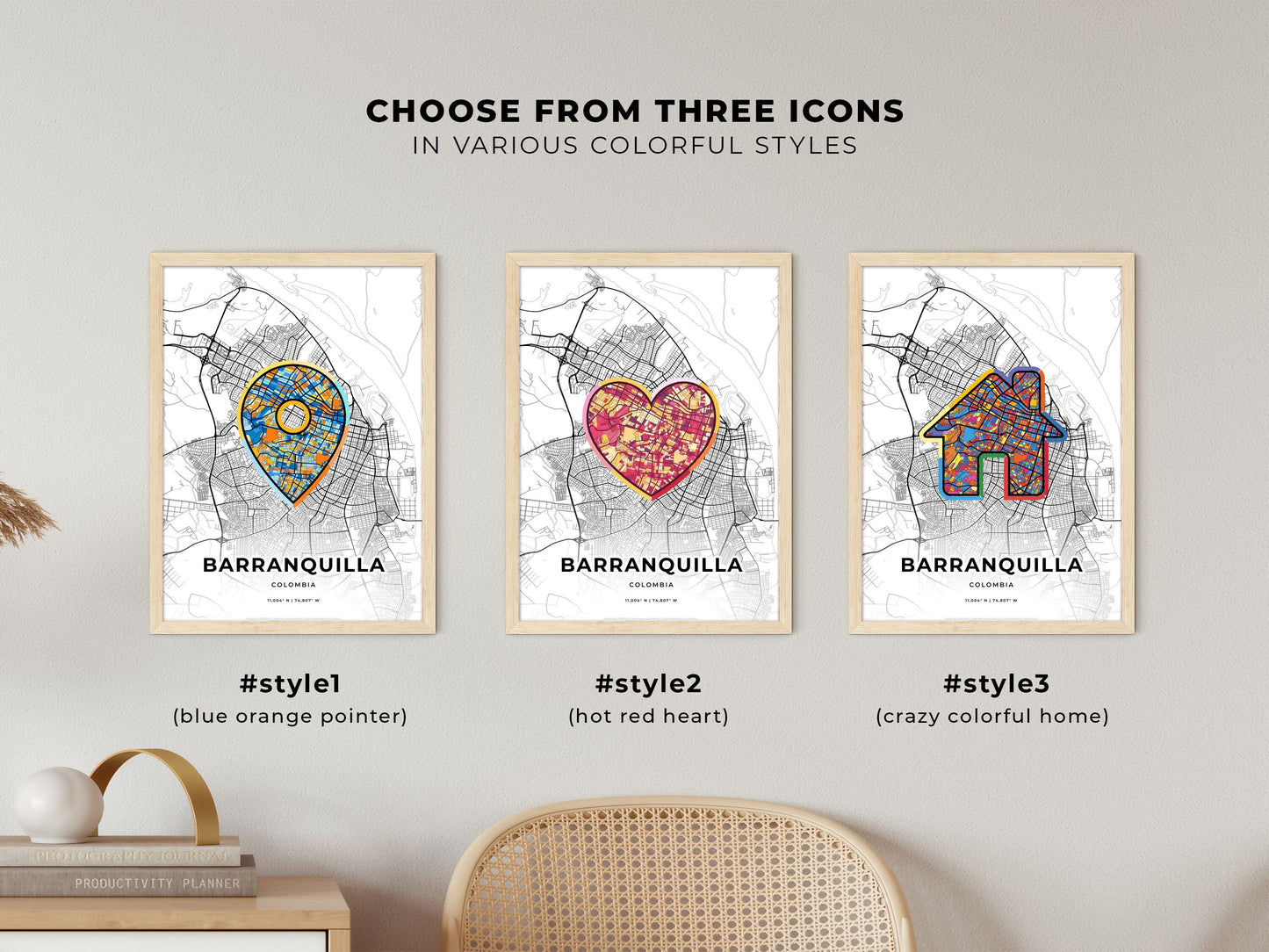 Barranquilla Colombia maps with colorful icons