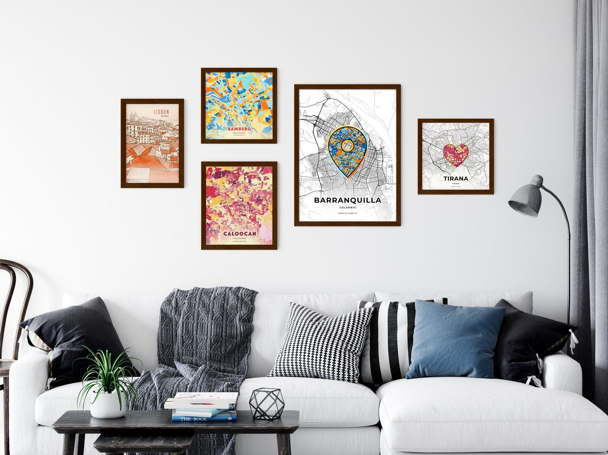 Barranquilla Colombia wall art with creative maps