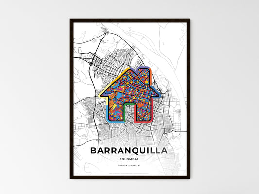 Barranquilla Colombia wedding art map with home icon
