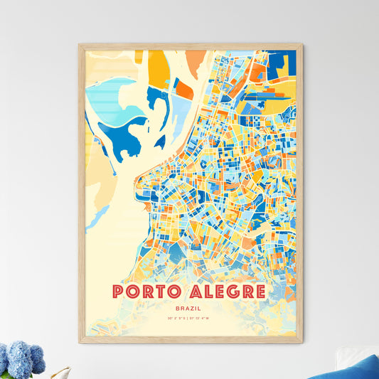 Colorful Porto Alegre Brazil Fine Art Map Blue Orange