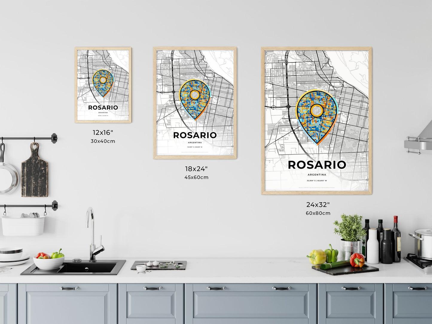 Rosario Argentina art map size chart