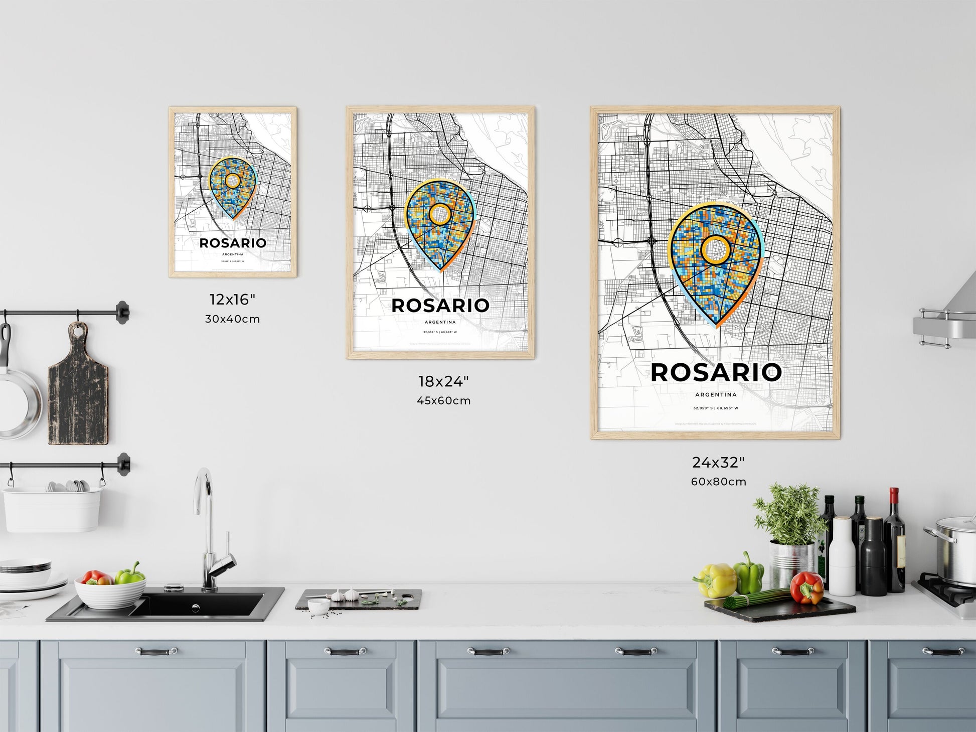Rosario Argentina art map size chart