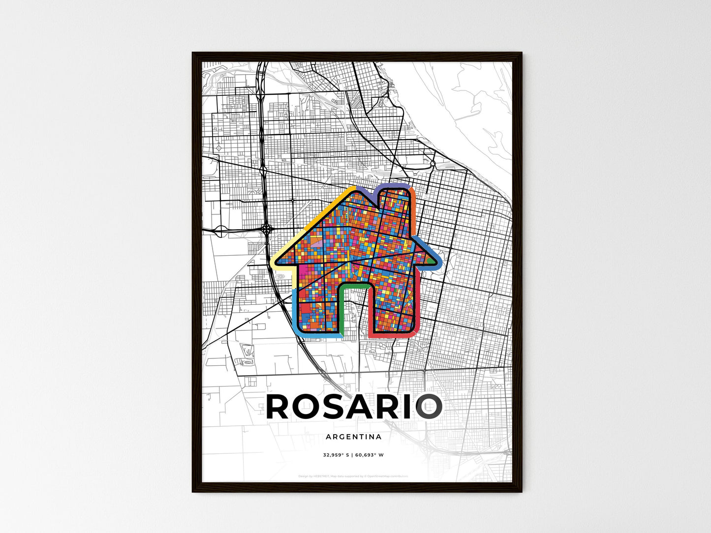 Rosario Argentina wedding art map with home icon