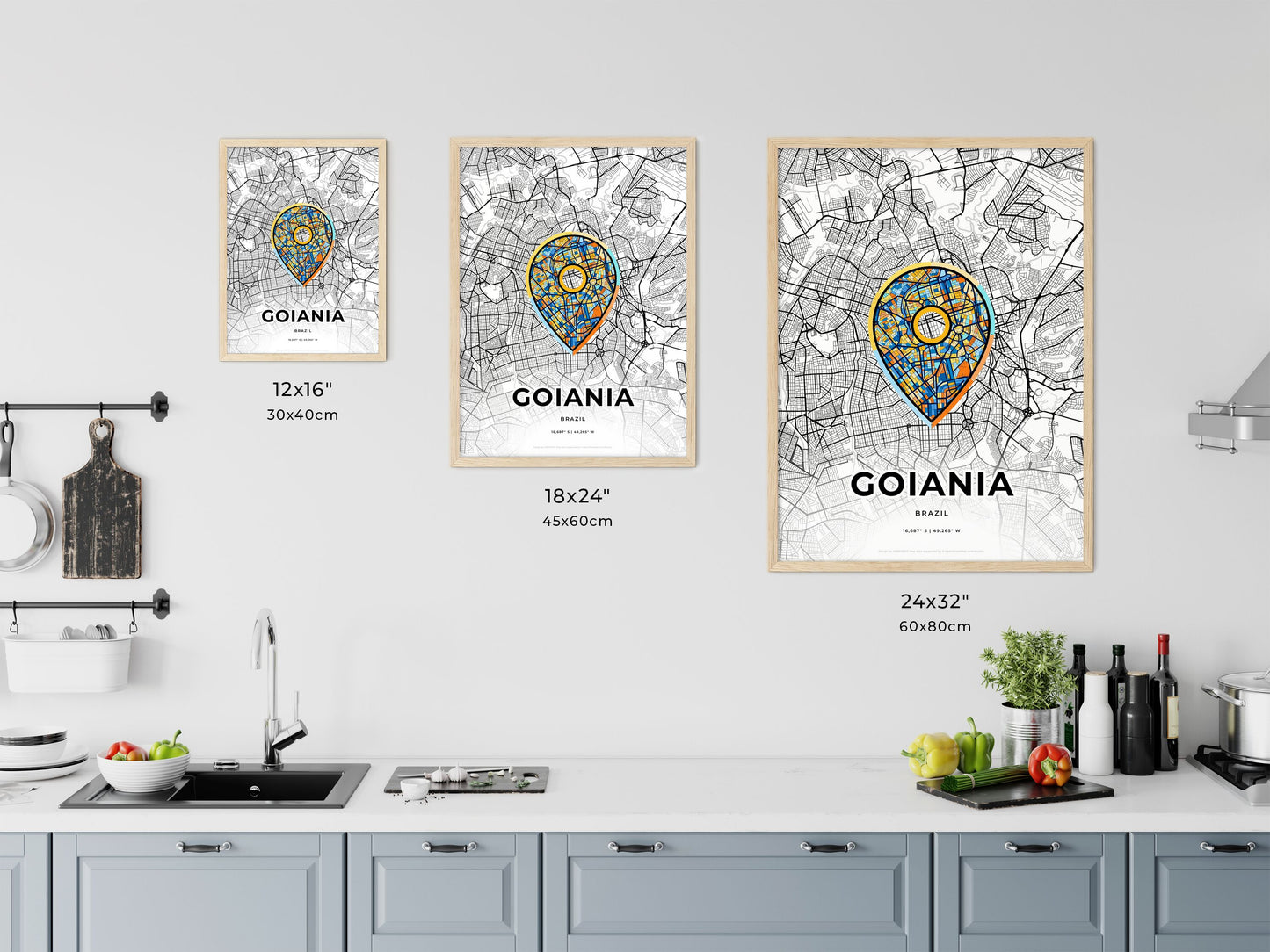 Goiania Brazil art map size chart
