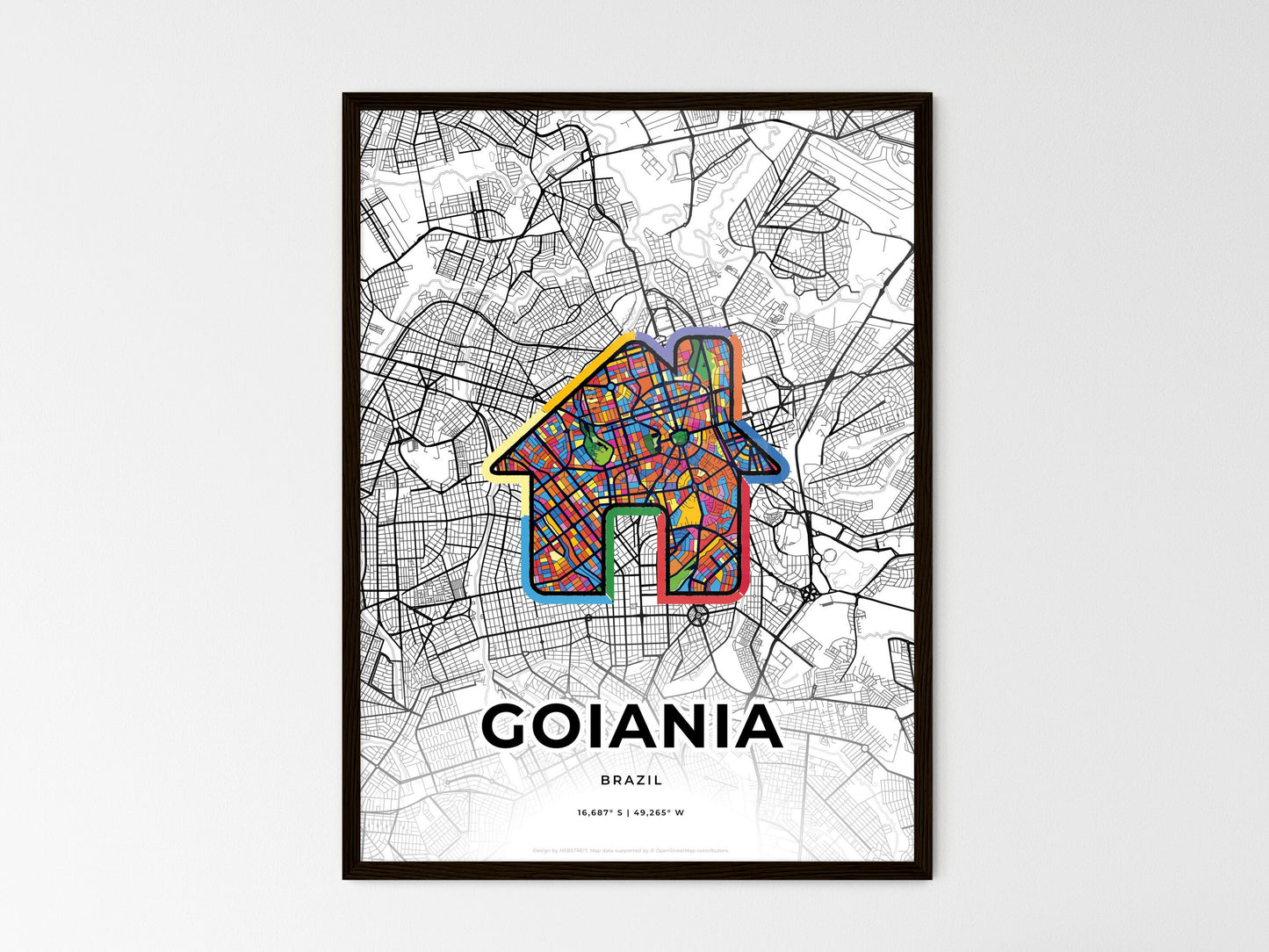 Goiania Brazil wedding art map with home icon