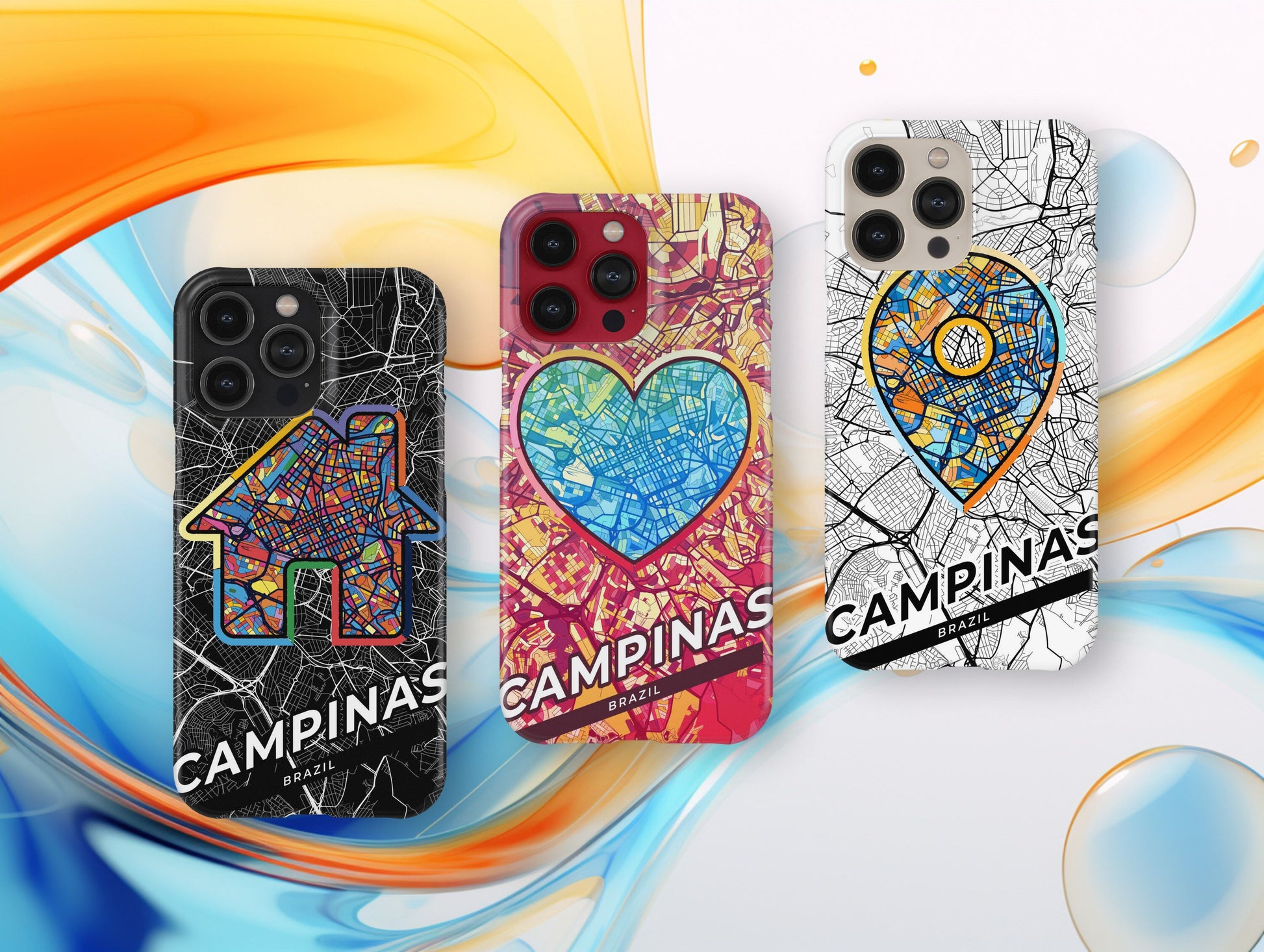 Campinas Brazil slim phone case with colorful icon. Birthday, wedding or housewarming gift. Couple match cases.