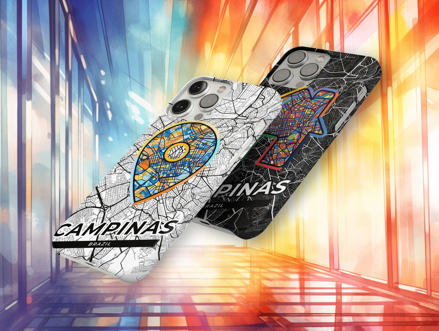 Campinas Brazil slim phone case with colorful icon. Birthday, wedding or housewarming gift. Couple match cases.