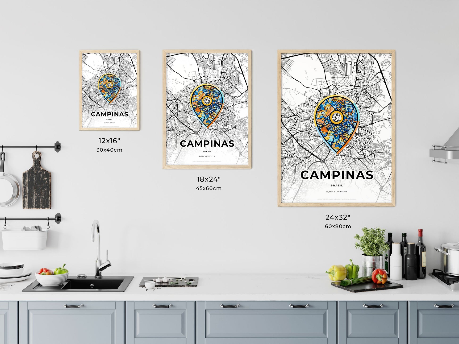 Campinas Brazil art map size chart