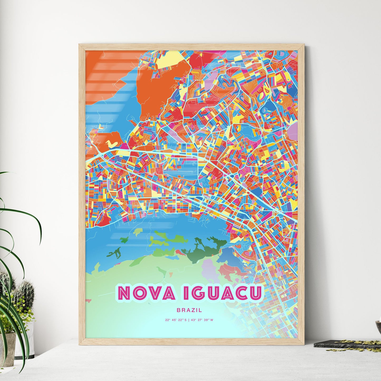 Colorful NOVA IGUACU BRAZIL Fine Art Map Crazy Colors