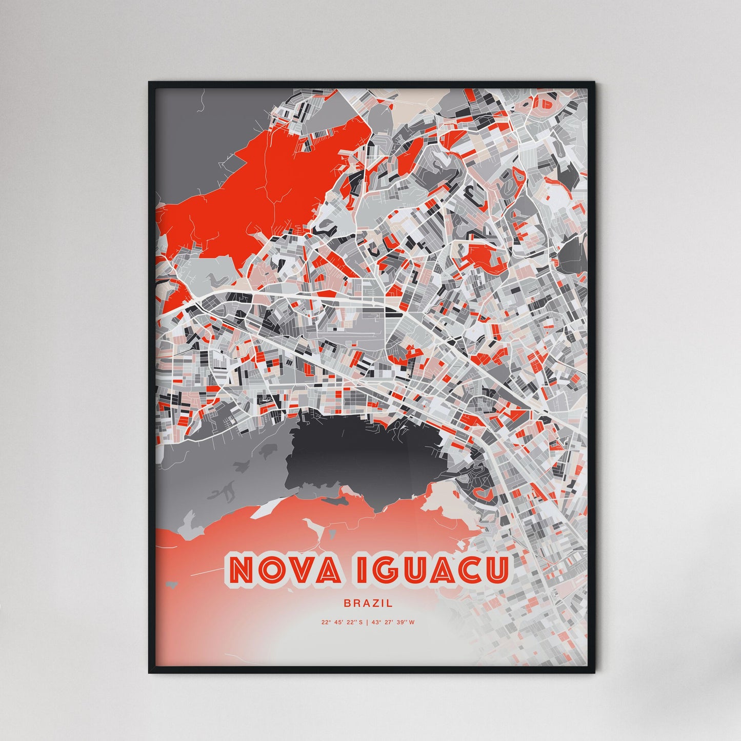 Colorful NOVA IGUACU BRAZIL Fine Art Map Modern