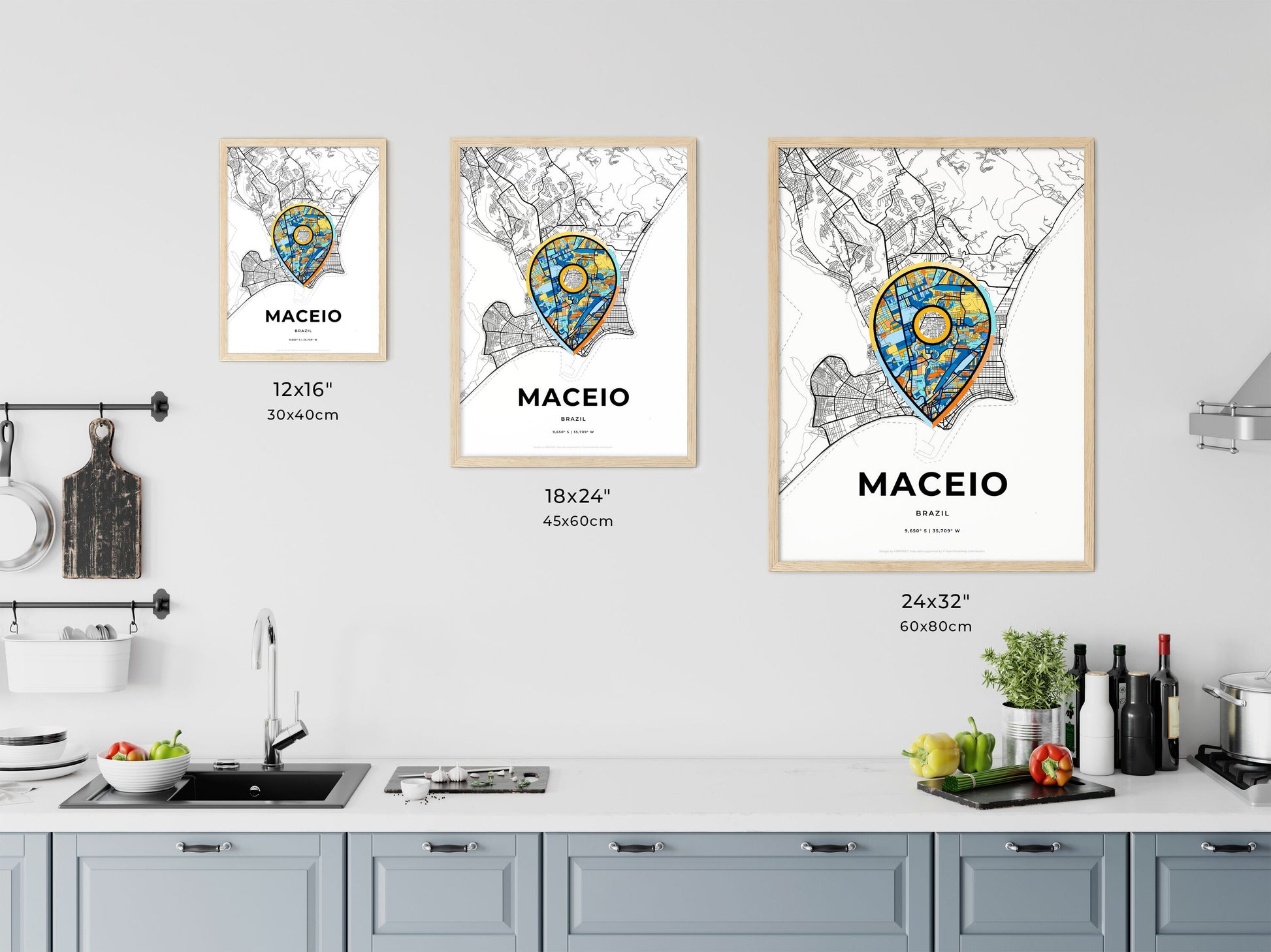 Maceio Brazil art map size chart