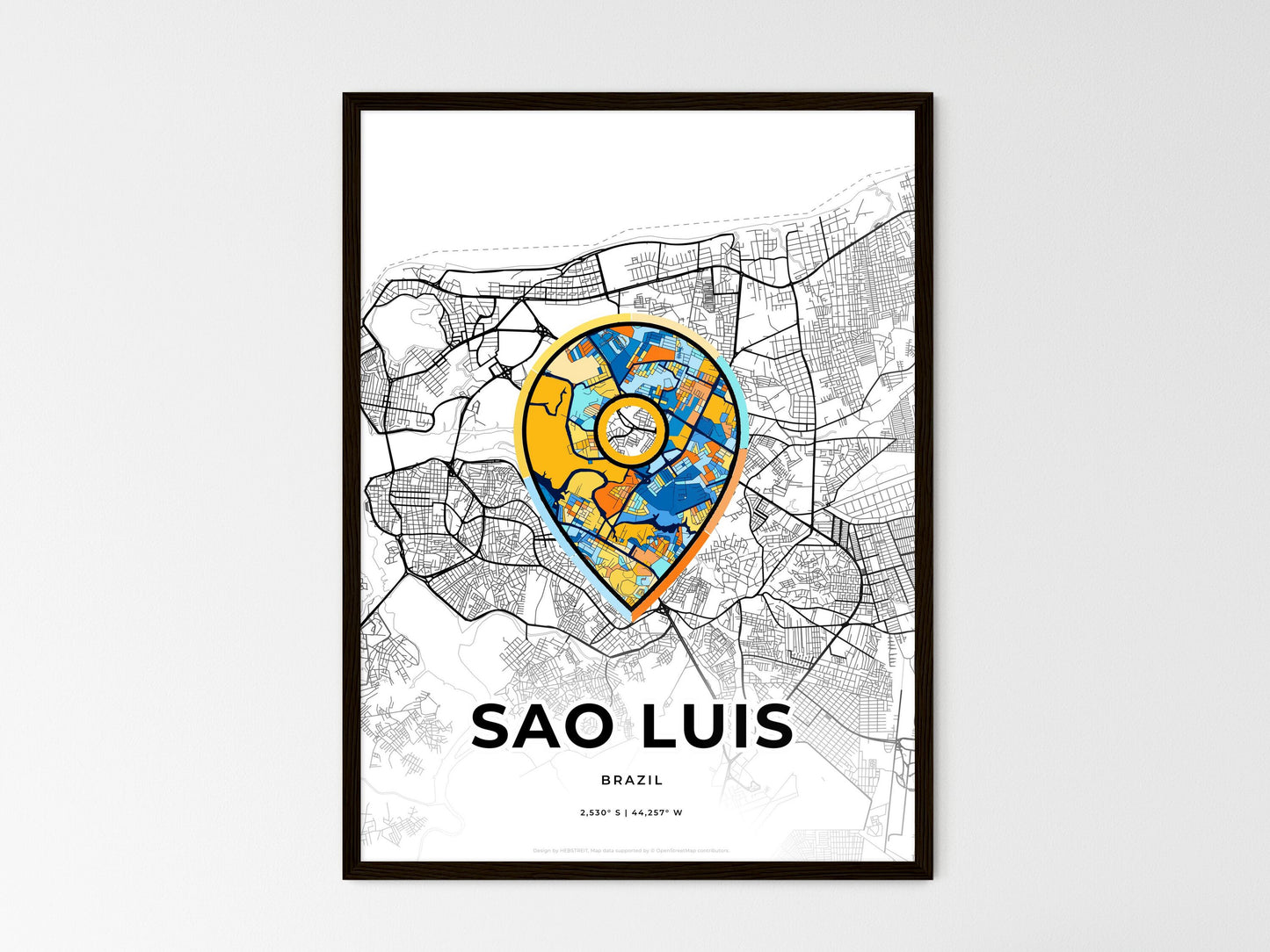 Sao Luis Brazil wedding art map with pointer icon