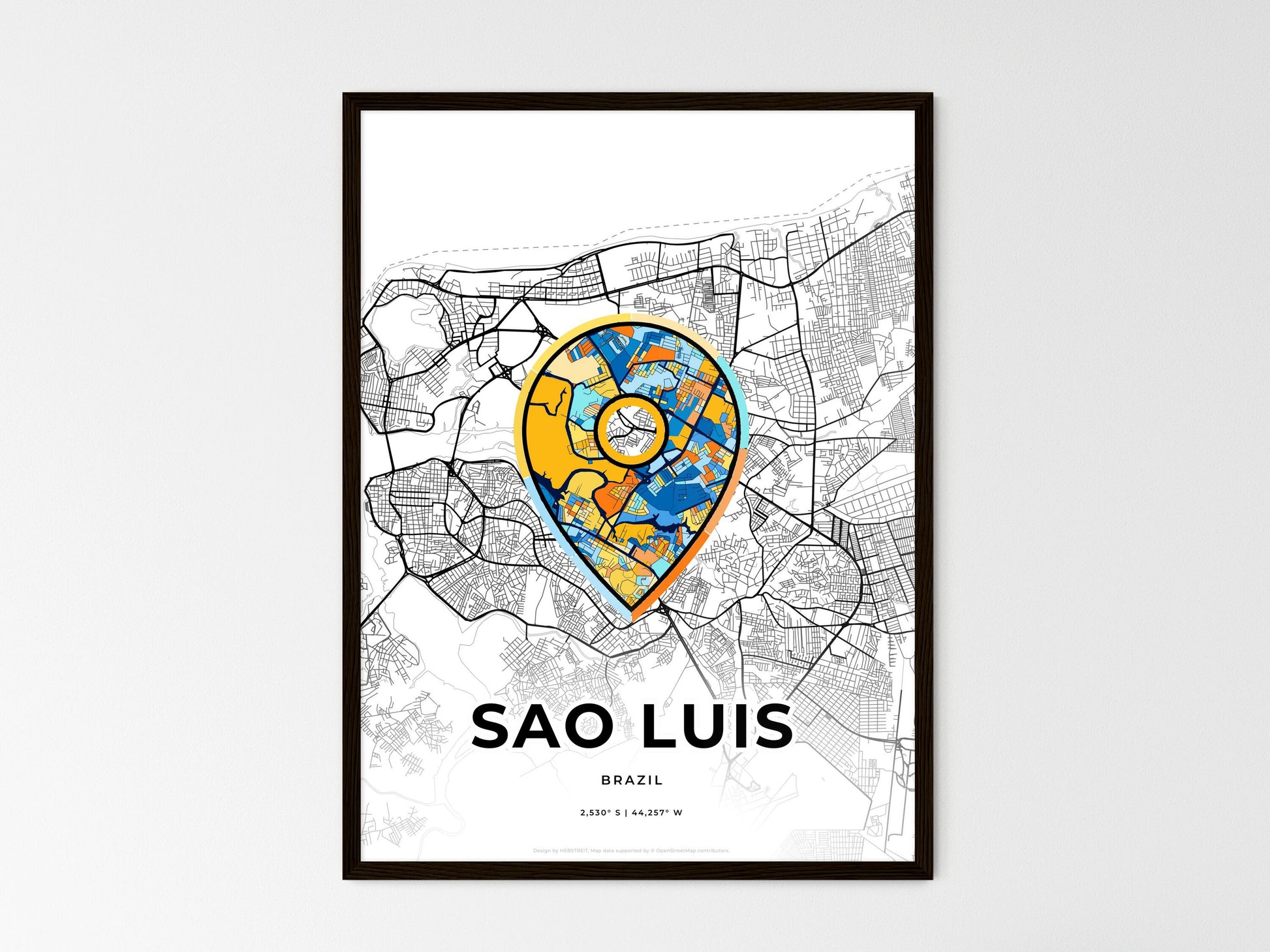 Sao Luis Brazil wedding art map with pointer icon