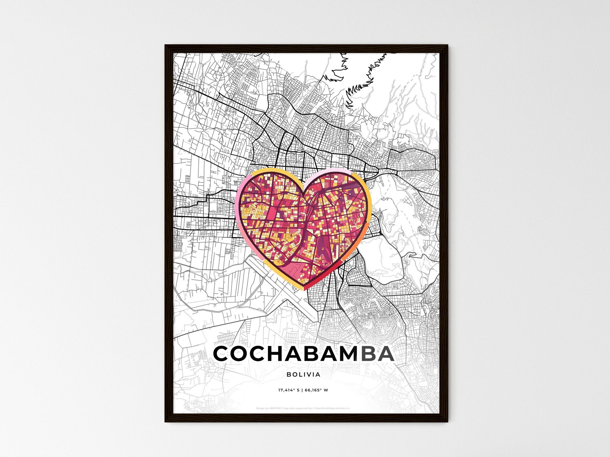 COCHABAMBA BOLIVIA minimal art map with a colorful icon. Where it all began, Couple map gift. Style 2