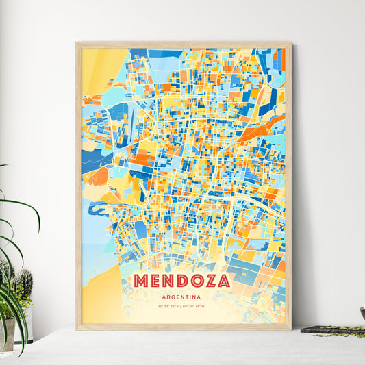 Colorful Mendoza Argentina Fine Art Map Blue Orange