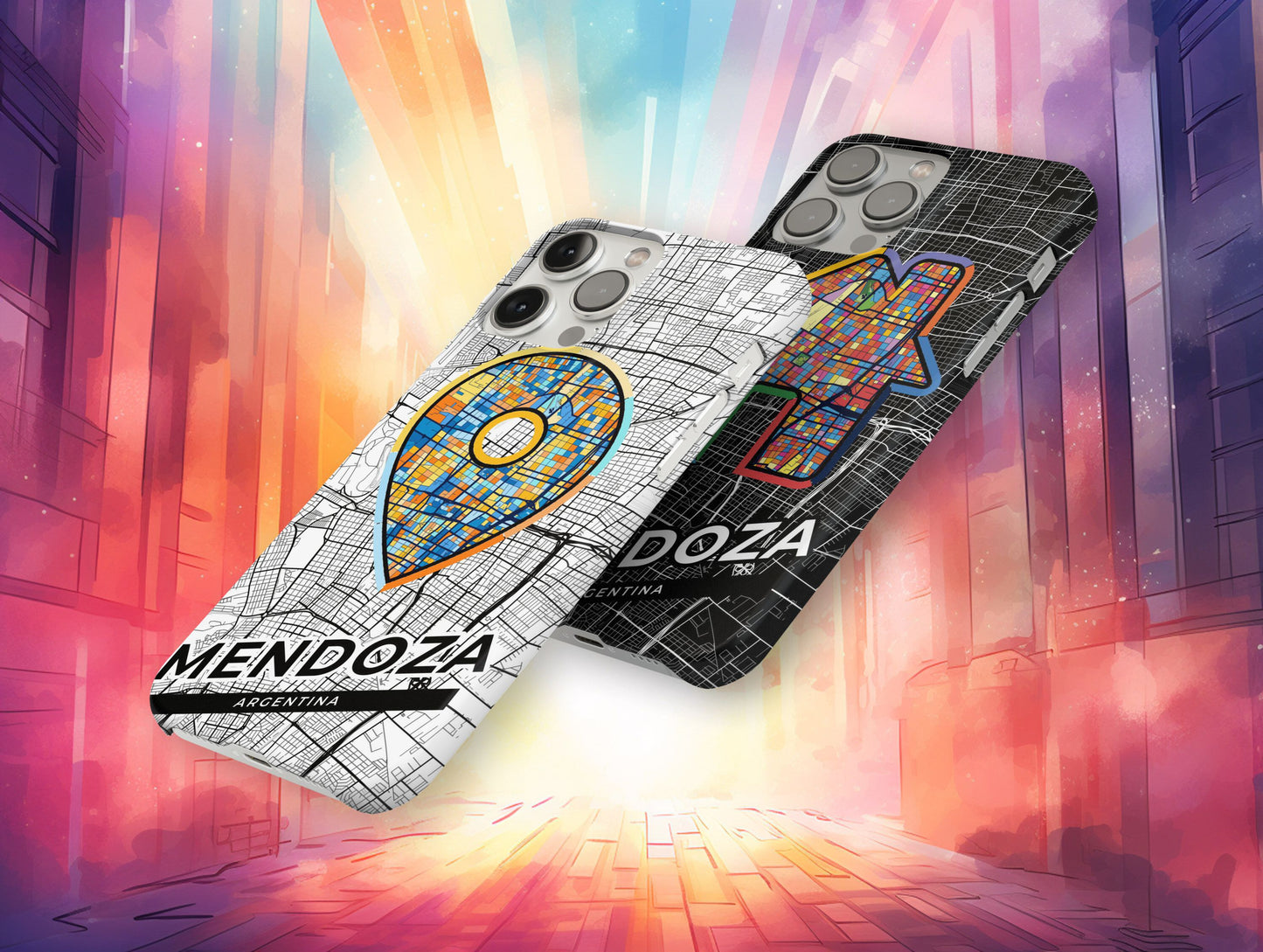 Mendoza Argentina slim phone case with colorful icon