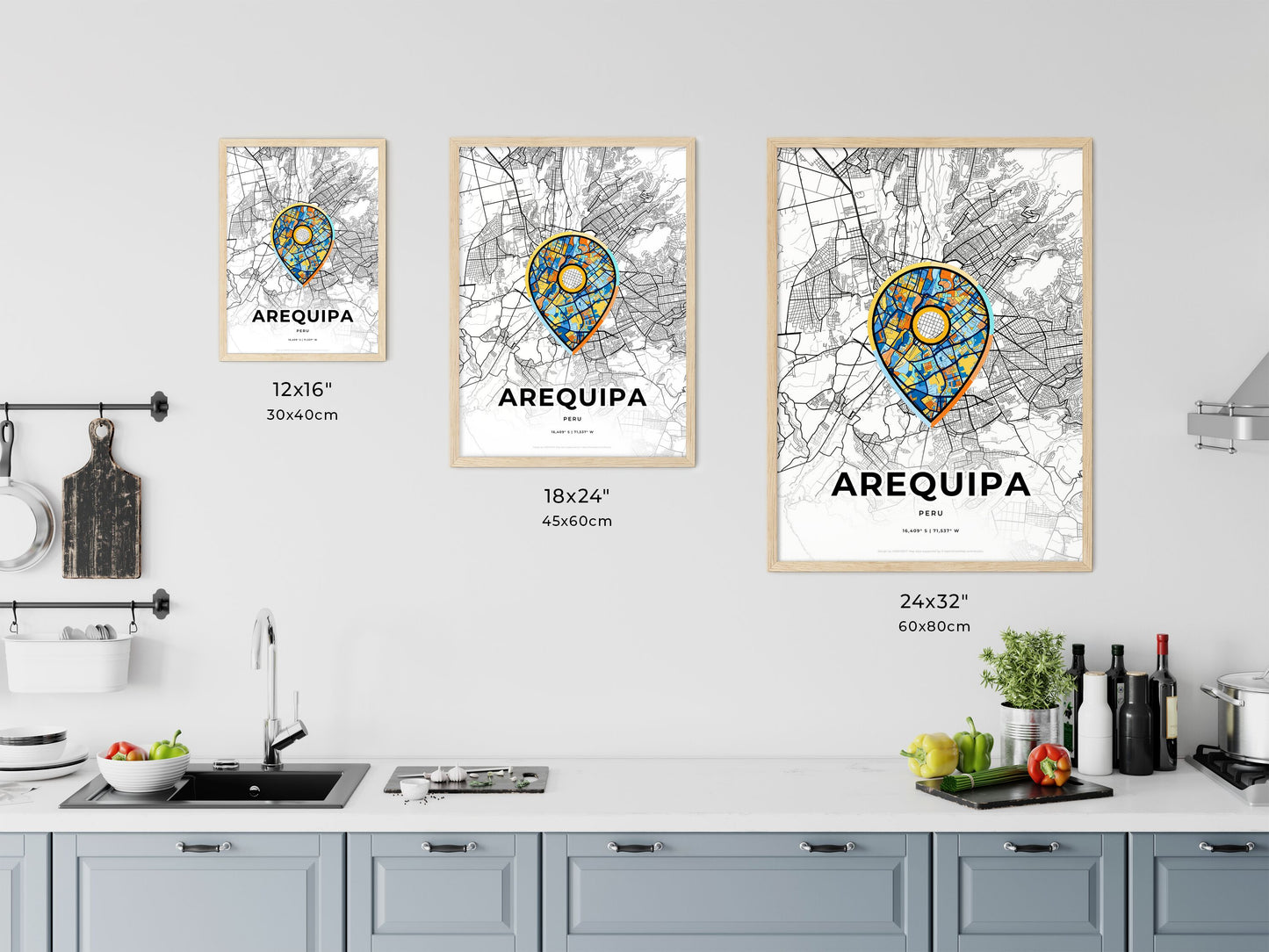 Arequipa Peru art map size chart