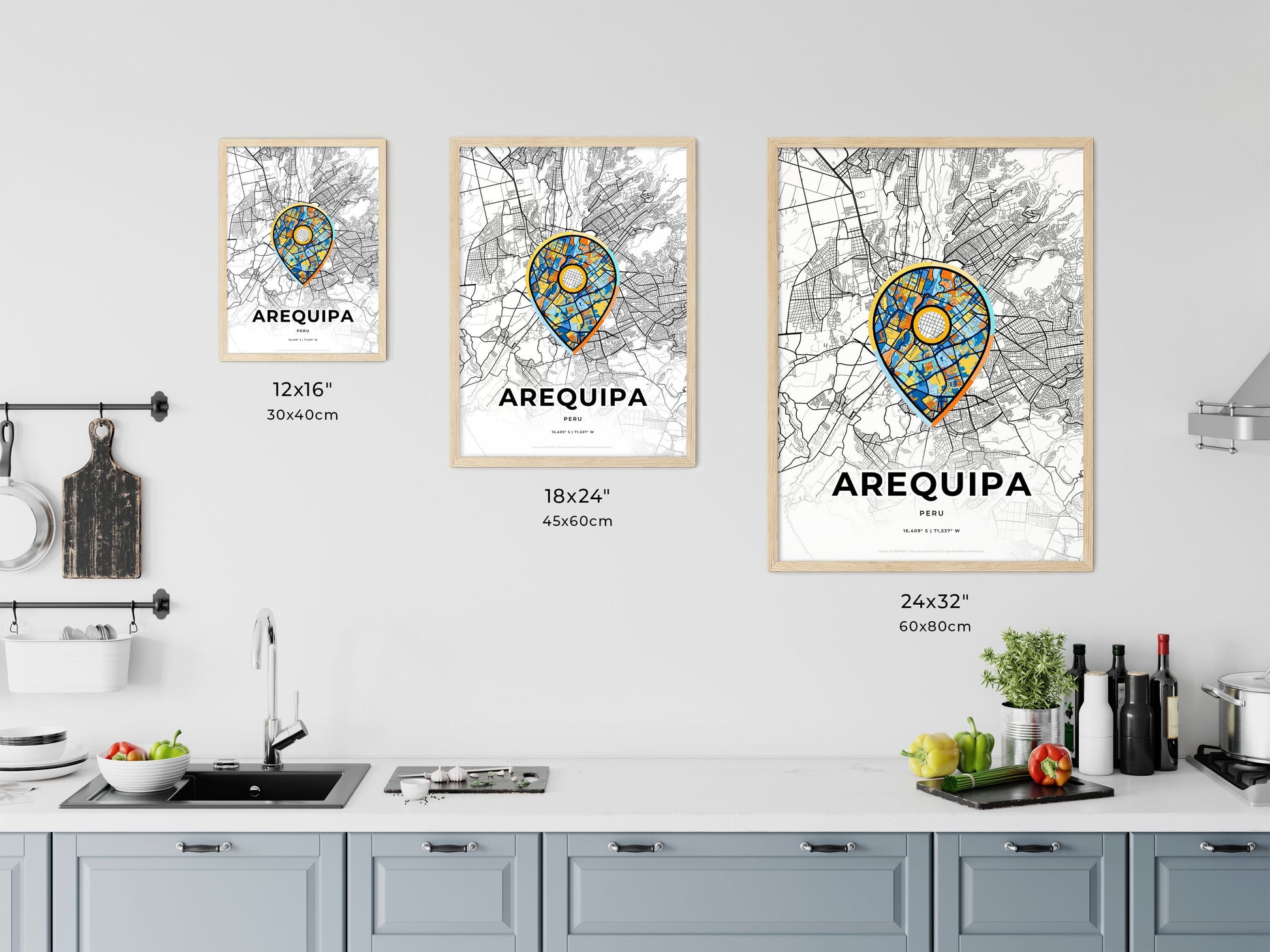 Arequipa Peru art map size chart
