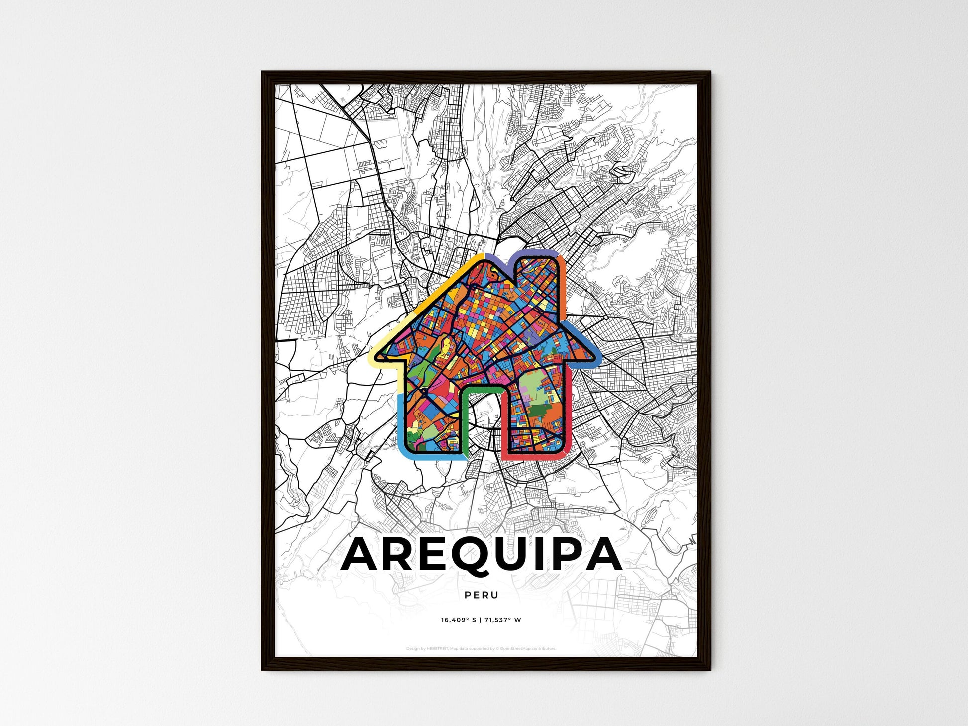 Arequipa Peru wedding art map with home icon
