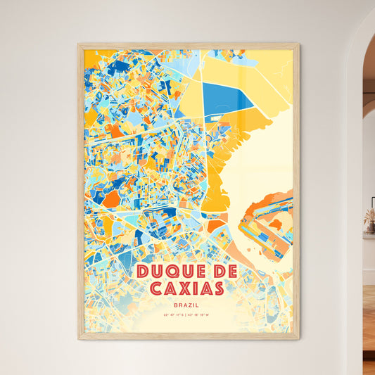 Colorful DUQUE DE CAXIAS BRAZIL Fine Art Map Blue Orange