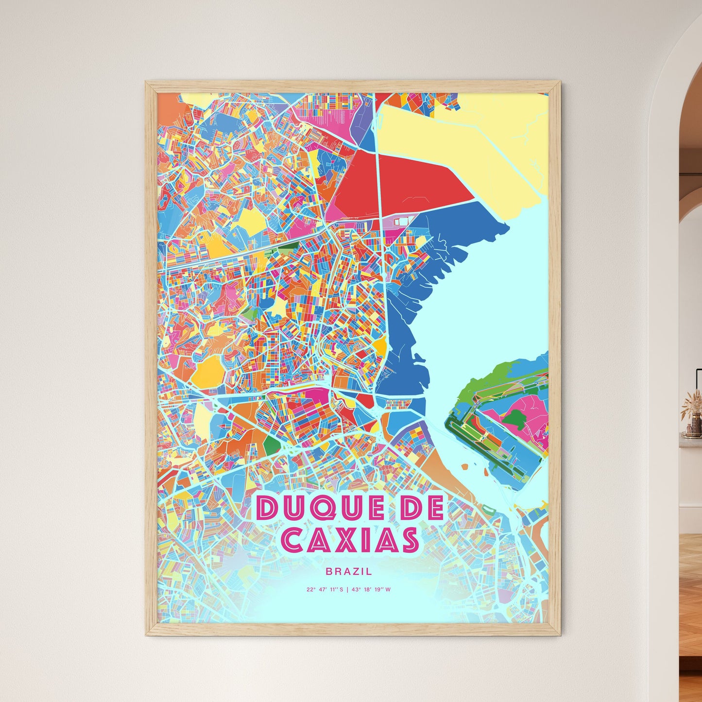 Colorful DUQUE DE CAXIAS BRAZIL Fine Art Map Crazy Colors