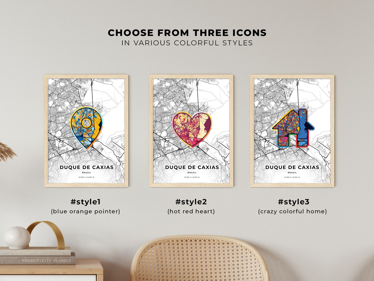 Duque De Caxias Brazil maps with colorful icons