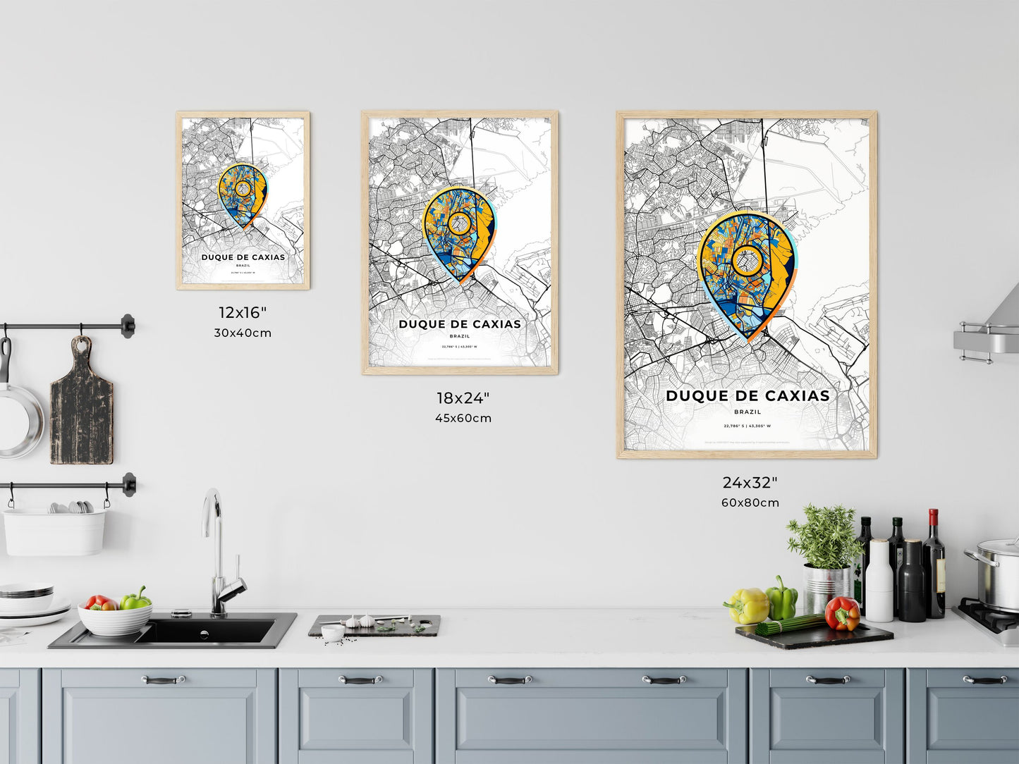 Duque De Caxias Brazil art map size chart